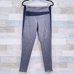 MANDUKA Liquid Faux Leather Leggings Gray Mid Rise Yoga Womens Medium